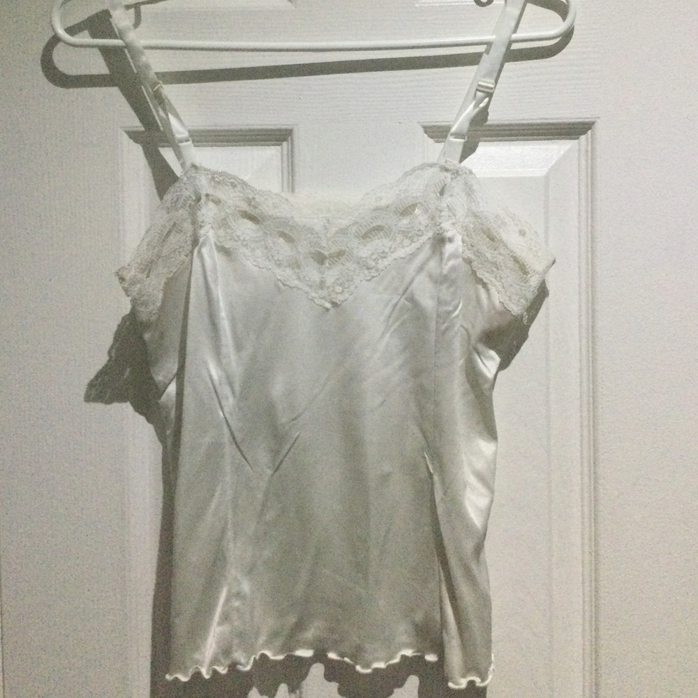 Pink Lady White Satin Lace Camisole